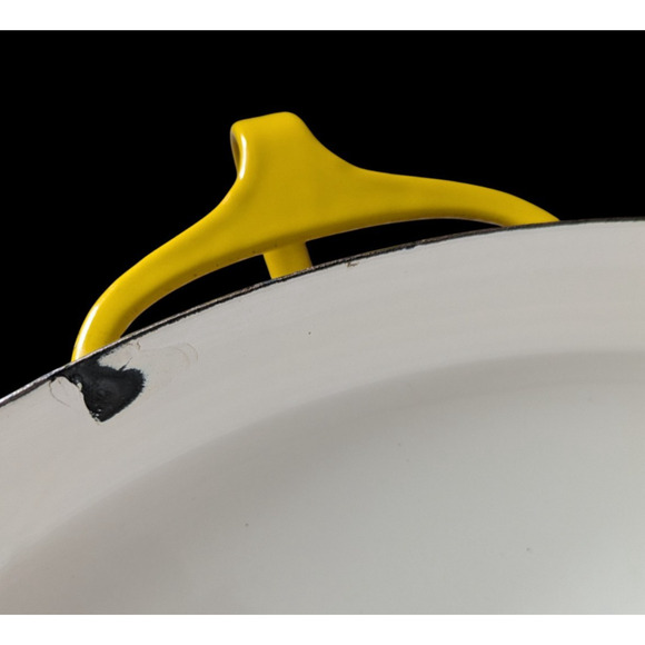 Vtg Dansk Designs Kobenstyle Yellow Enamel Steel Paella Round Pan 13" 1960s - Picture 10 of 16